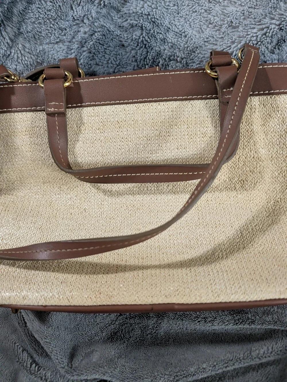 Etienne Aigner Y2K Woven Basket Purse Leather Trim Leopard Print Interior